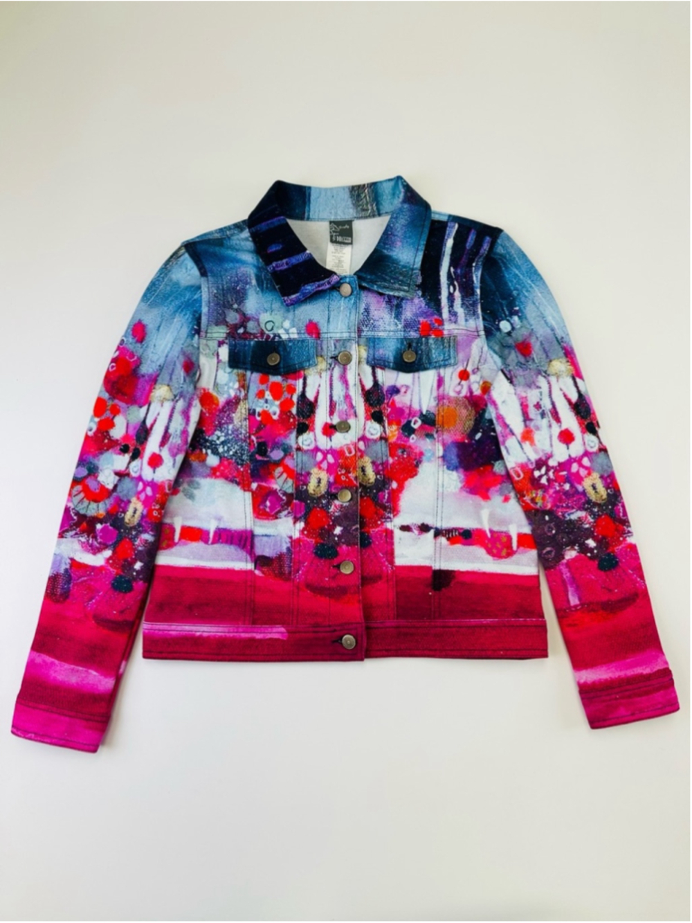 Dolcezza Simply Art Stretch Jean Jacket Abstract Print Medium Artsy